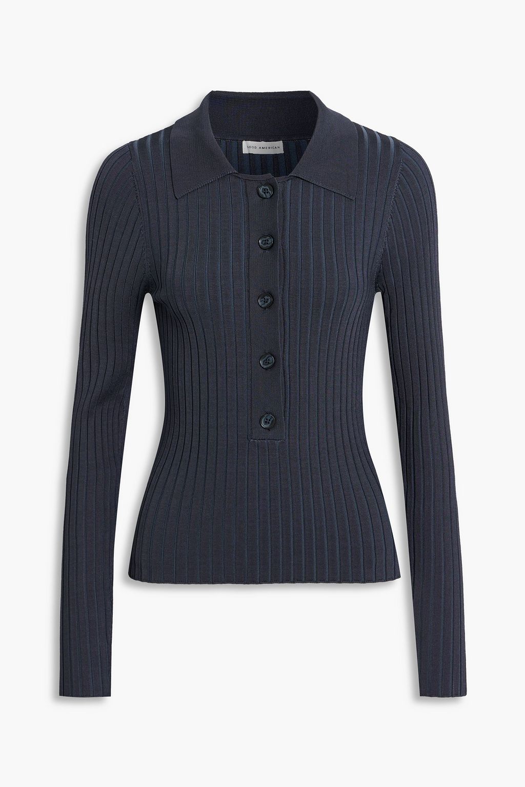 GOOD AMERICAN Ribbed-knit polo shirt | THE OUTNET