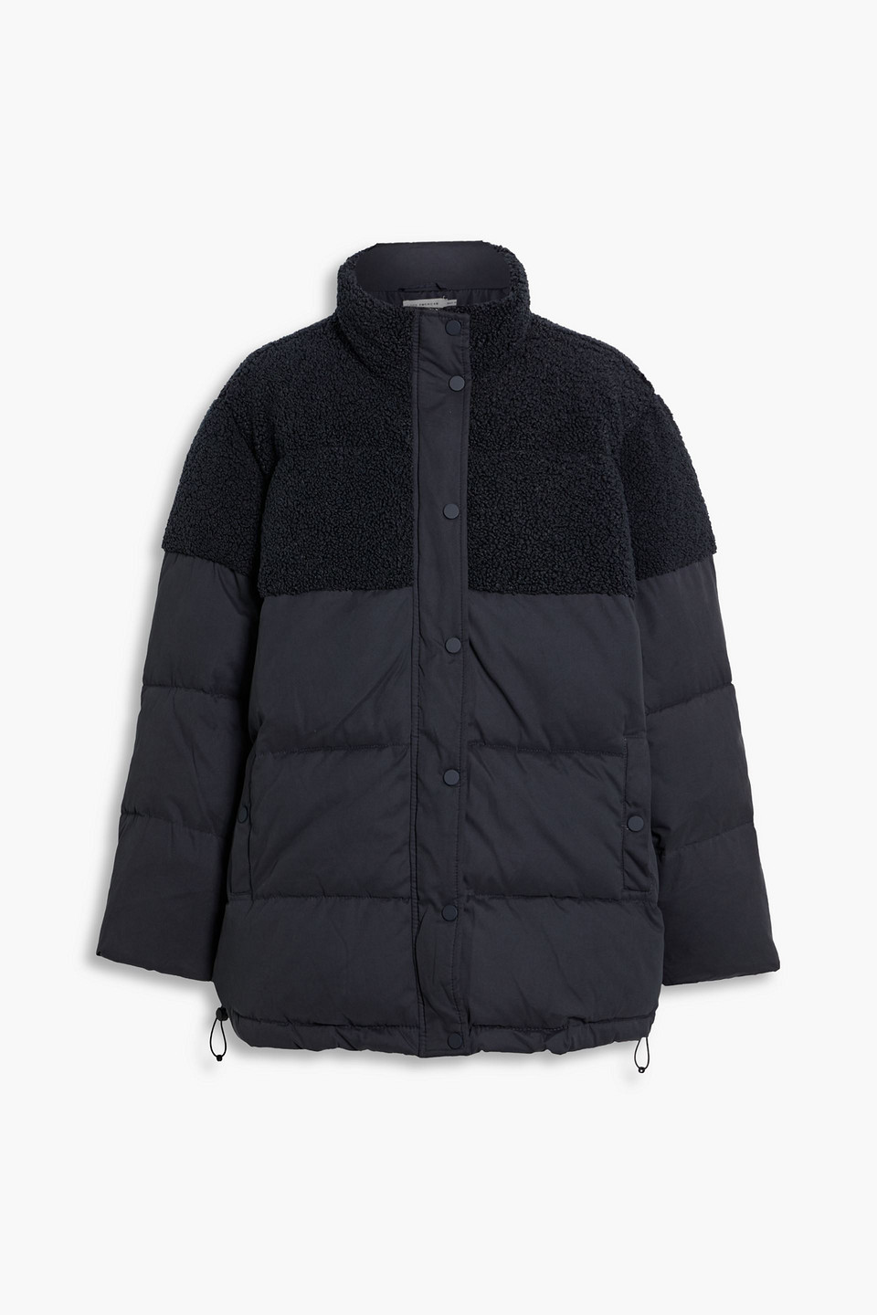 Faux Shearling-paneled Quilted Shell Jacket In Midnight Blue