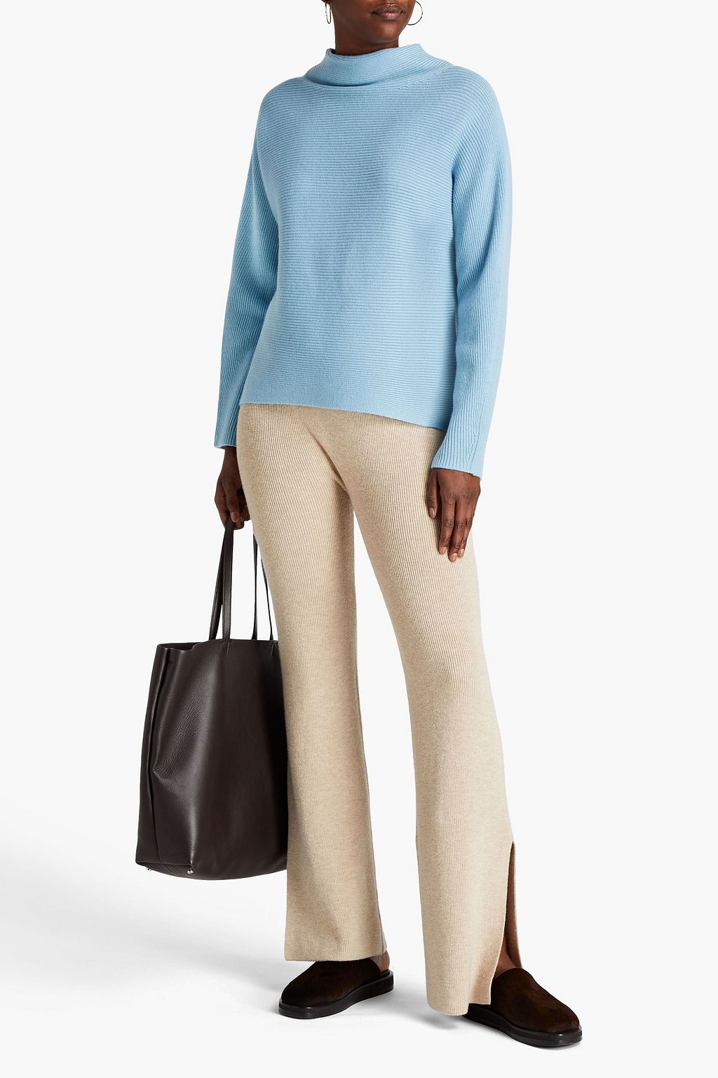 VINCE. Ribbed wool and cashmere-blend turtleneck sweater