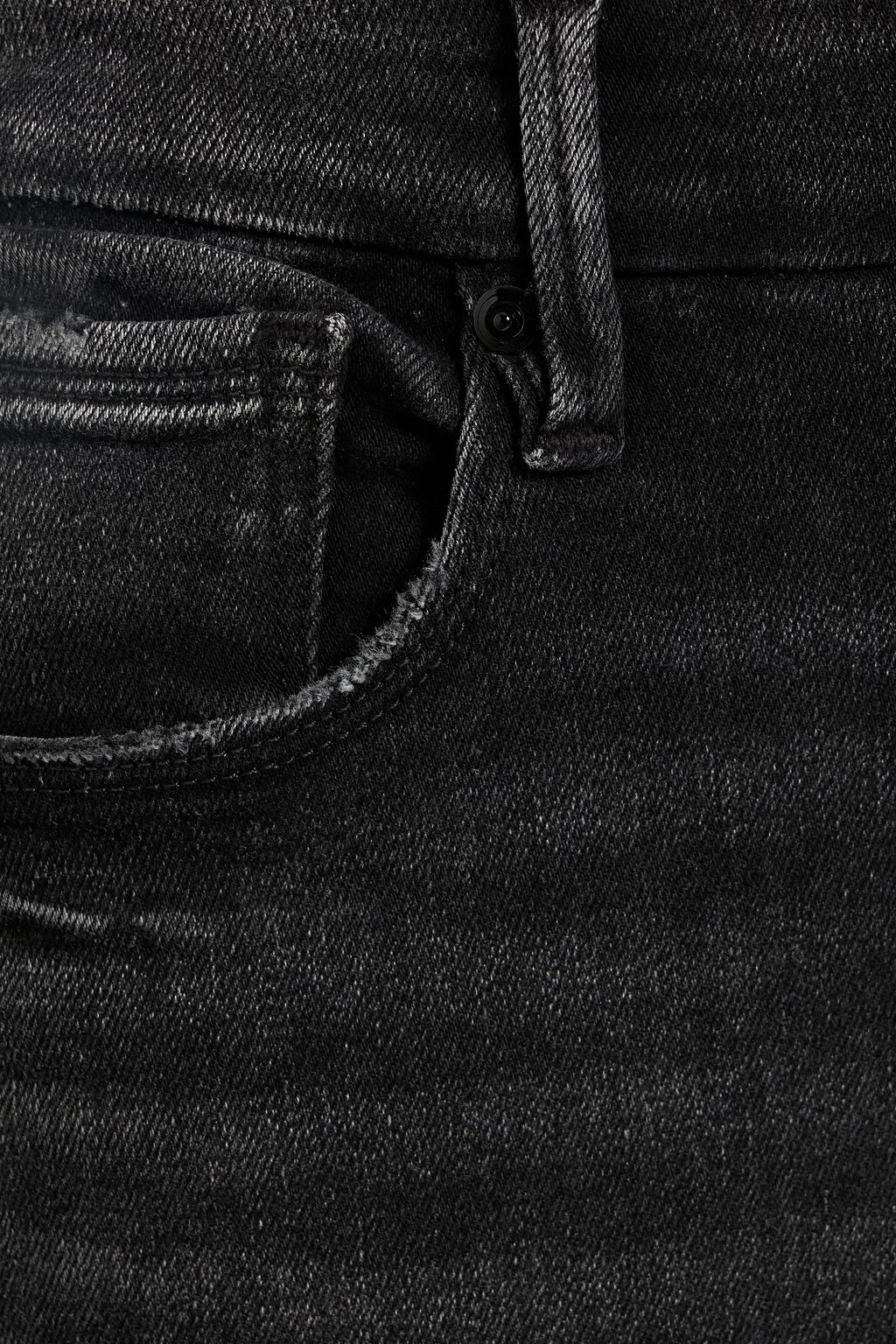 GOOD AMERICAN Good Waist cropped distressed mid-rise skinny jeans