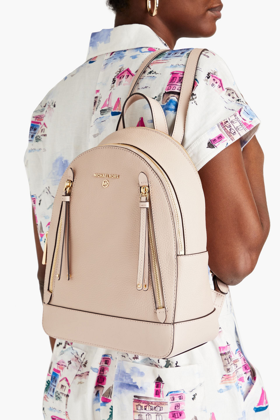 MICHAEL MICHAEL KORS PEBBLED-LEATHER BACKPACK