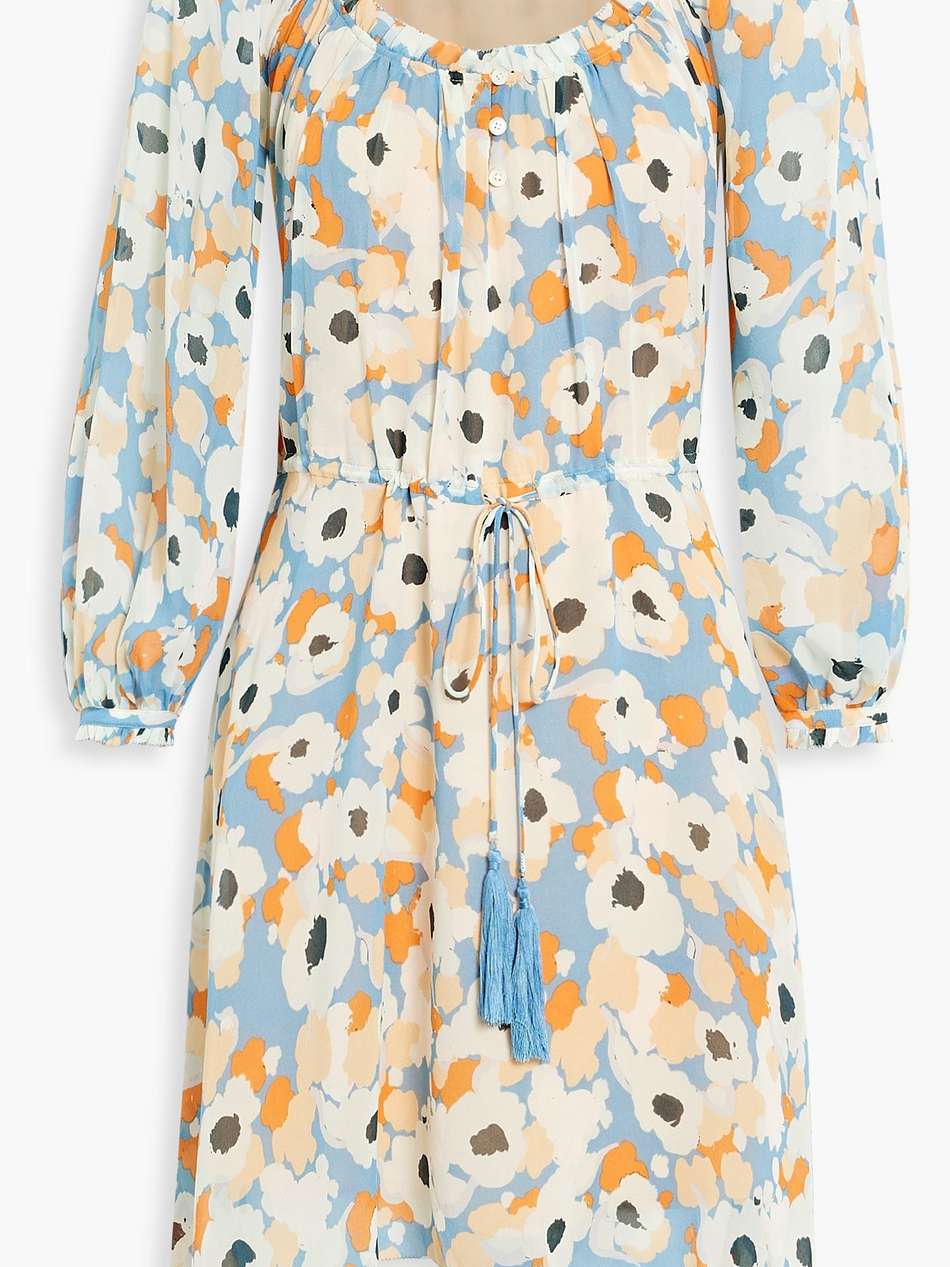 forlia asymmetric printed silk-chiffon mini dress