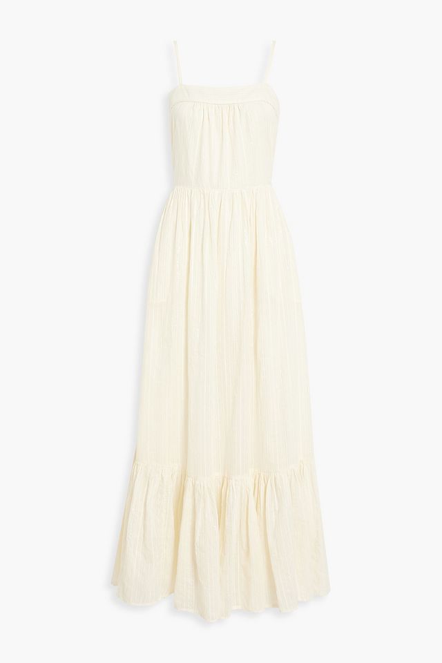 Elissabet tiered metallic cotton-blend gauze maxi dress