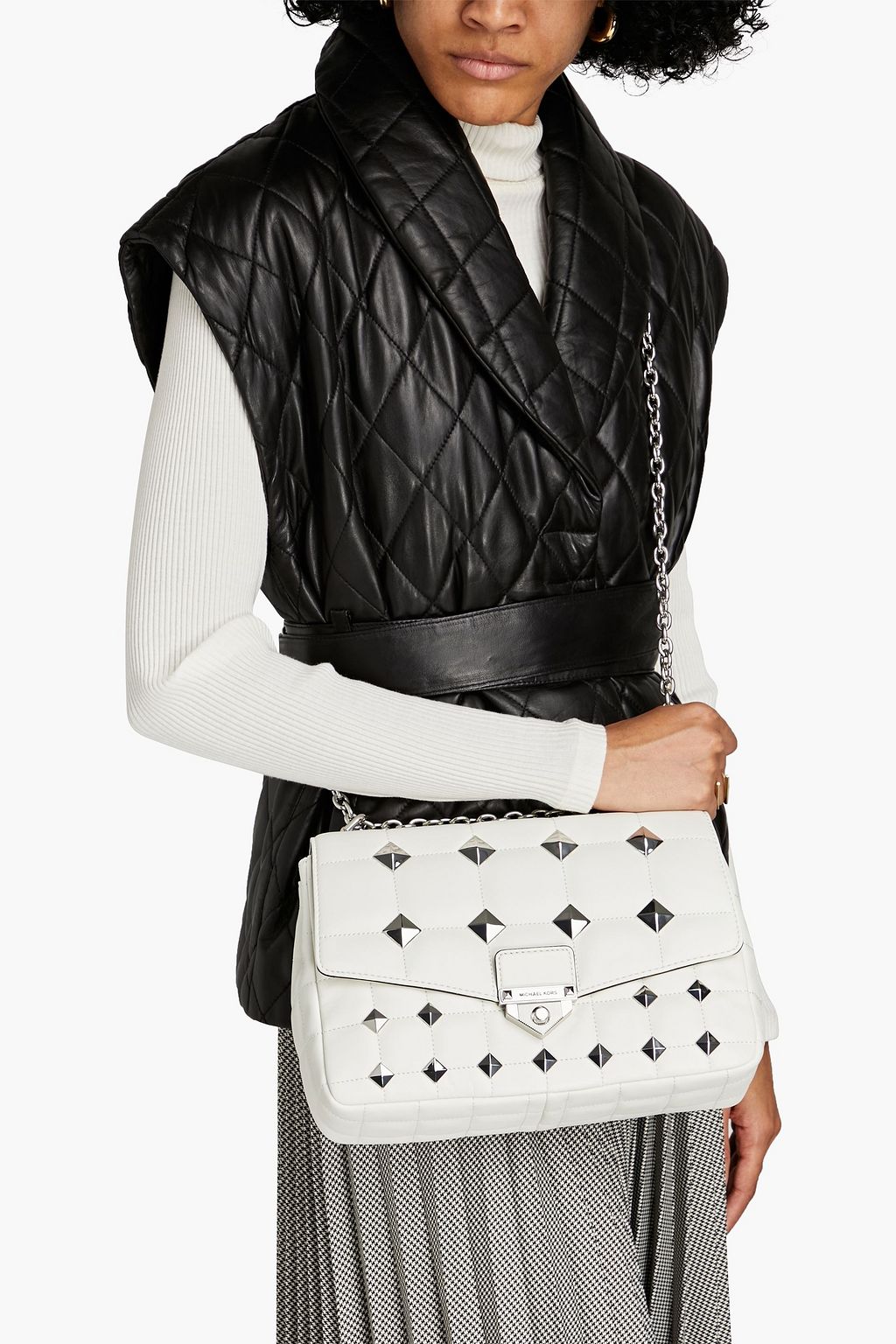 MICHAEL MICHAEL KORS Quilted studded leather shoulder bag Sale up to
