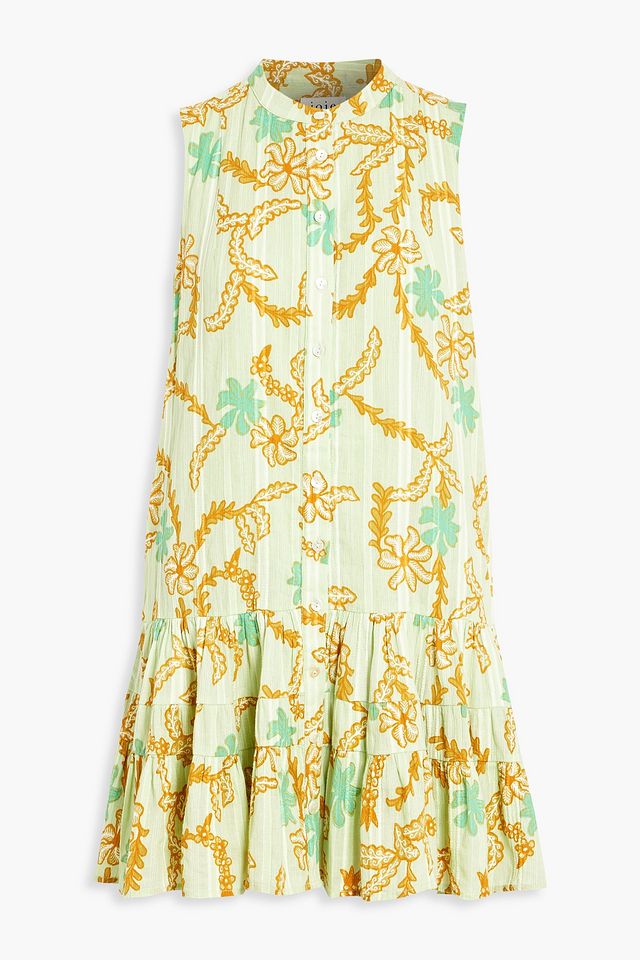 Alaga tiered floral-print cotton-jacquard mini dress