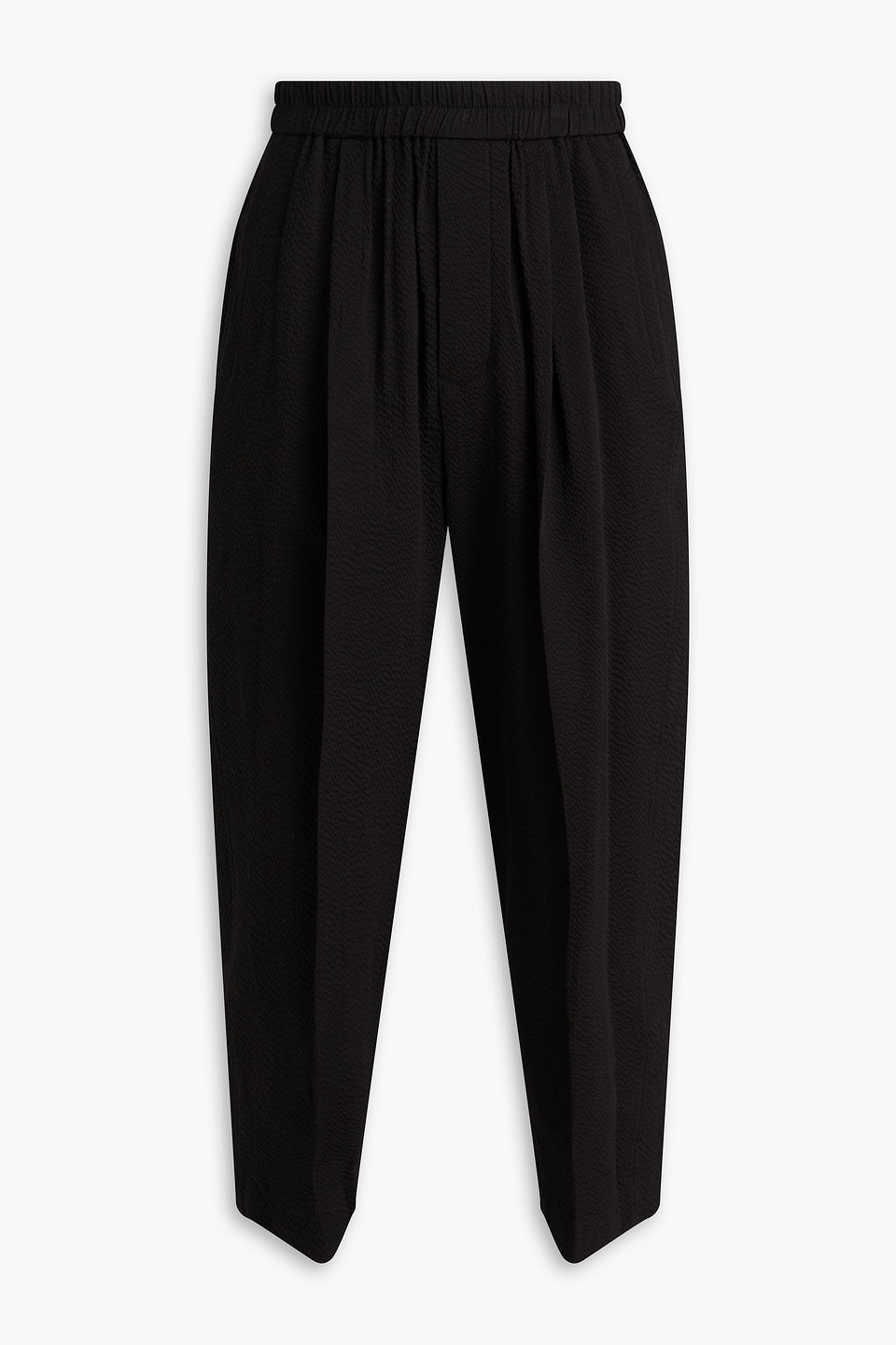 Le 17 Septembre Cropped Hammered Cotton Pants In Black