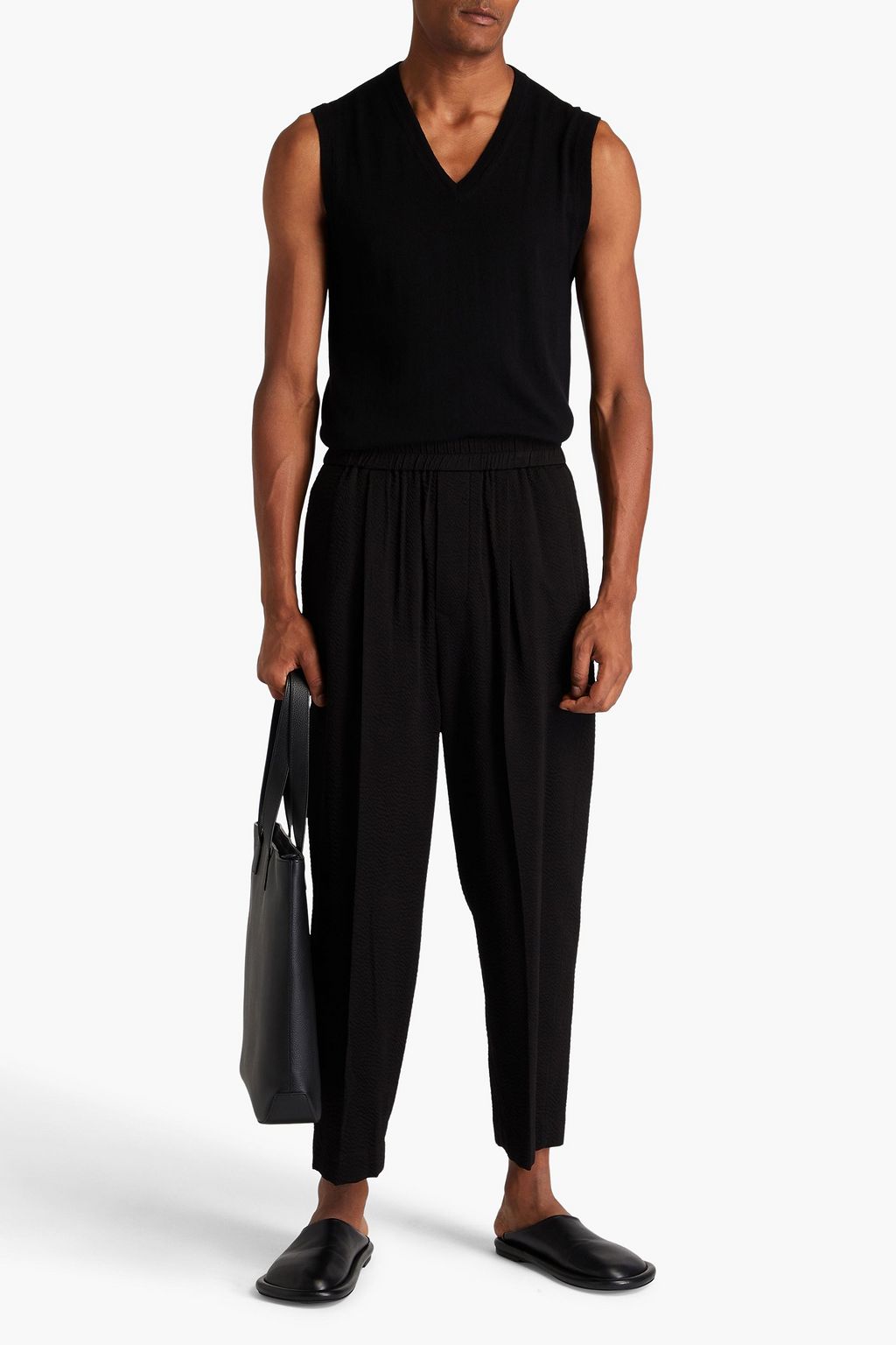 LE 17 SEPTEMBRE Cropped Hose aus gehämmerter Baumwolle