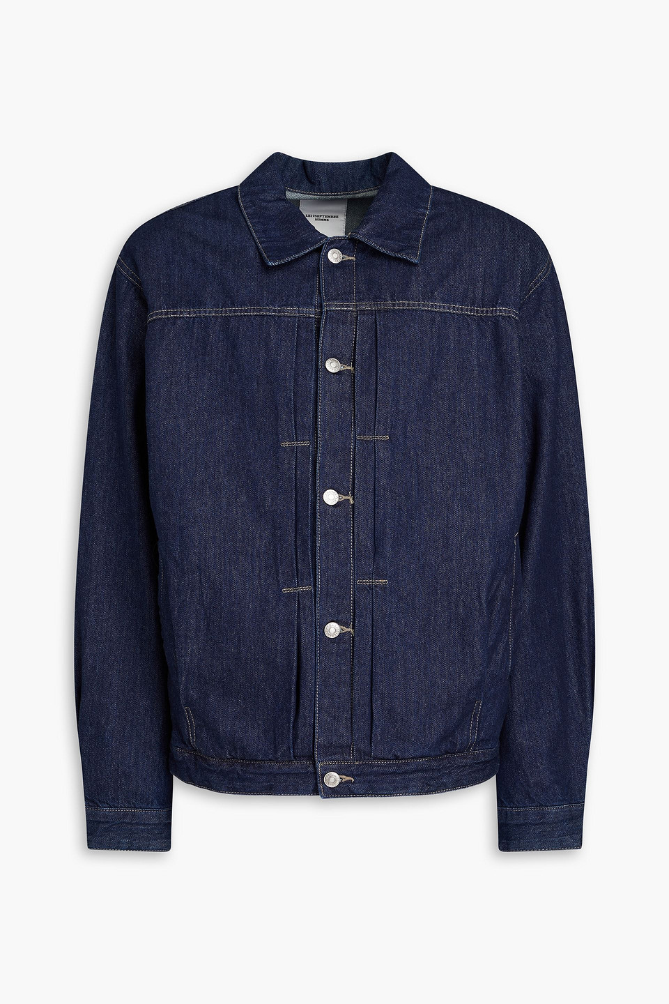 Le 17 Septembre Pintucked Denim Jacket In Mid Denim