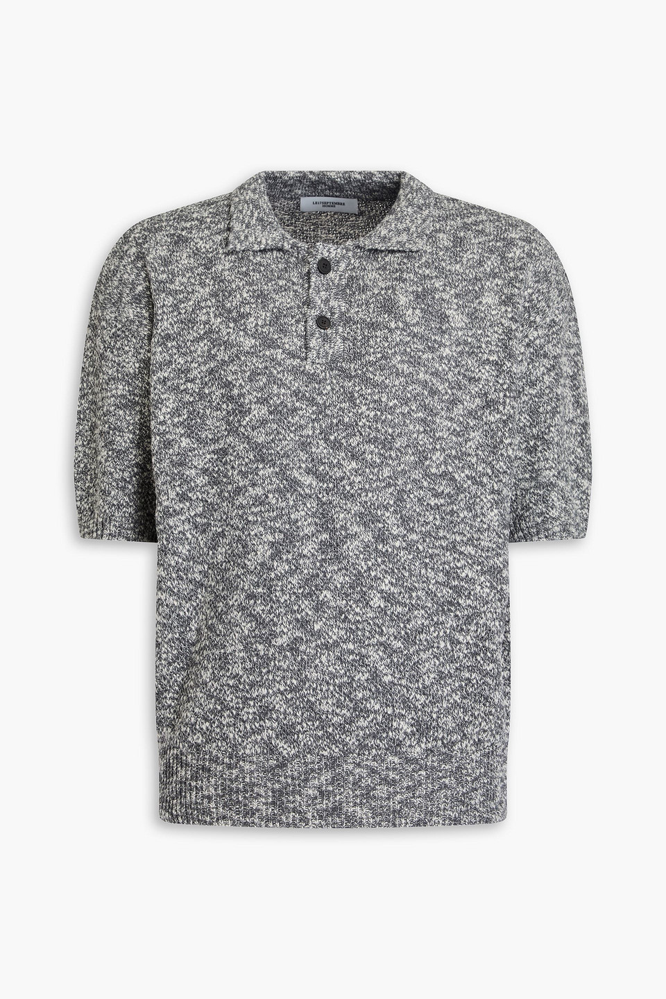 Le 17 Septembre Marled Cotton-blend Polo Jumper In Dark Grey