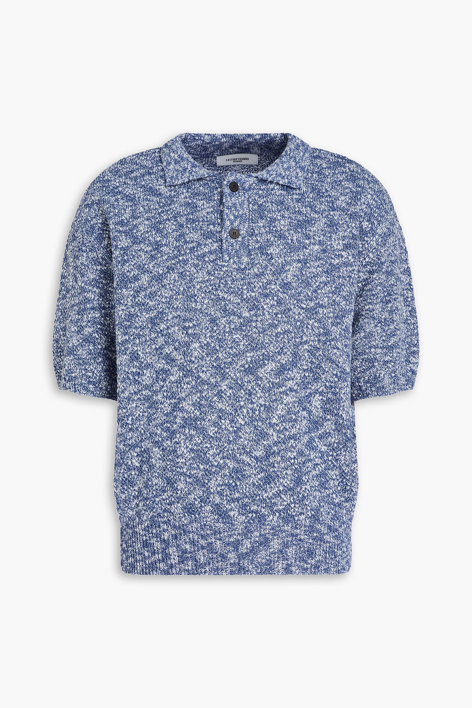 Le 17 Septembre Marled Cotton-blend Polo Sweater In Blue