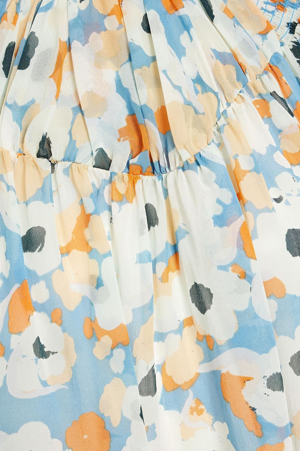JOIE Rosalind gathered printed silk-chiffon blouse
