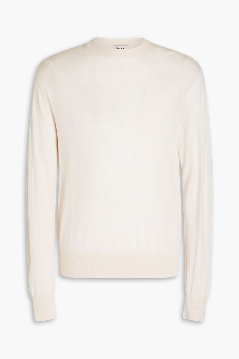 Nanushka Madan Logo-embroidered Merino Wool Sweater In Neutrals