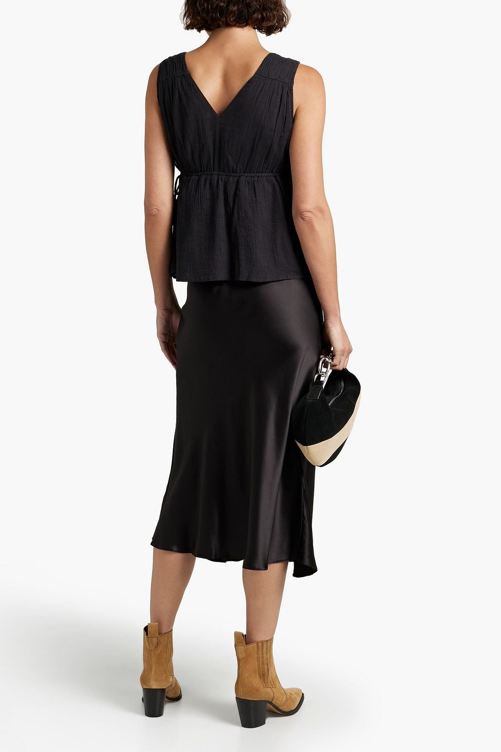 JOIE Lytle gathered crinkled cotton-gauze top
