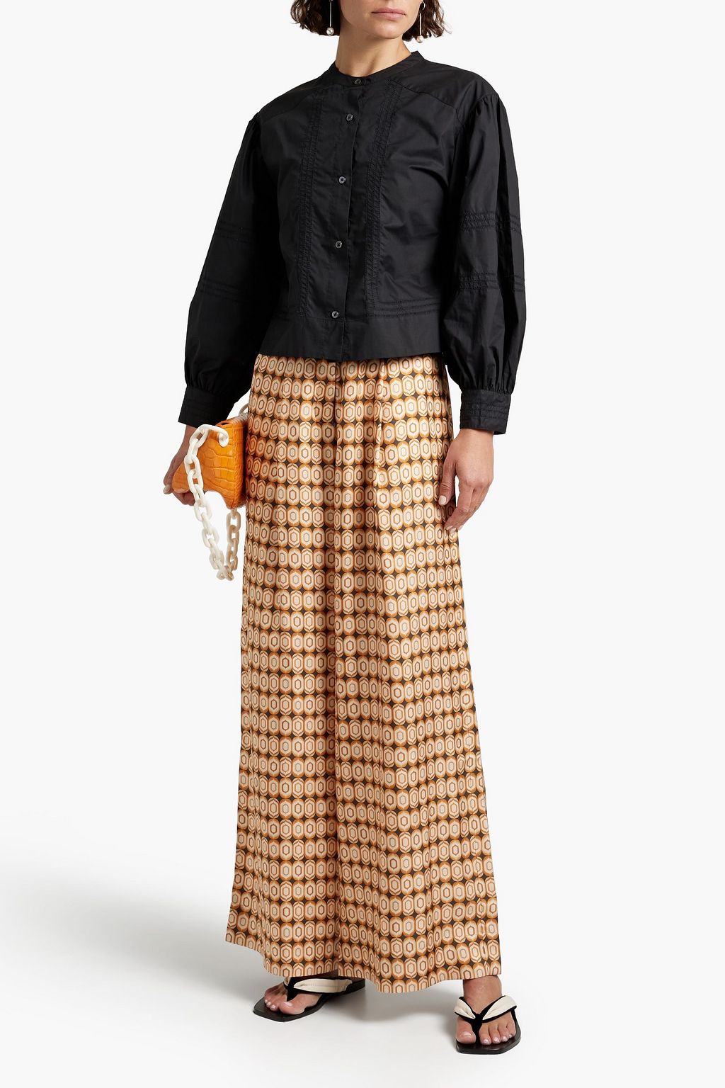 JOIE Blaine gathered cotton-poplin blouse