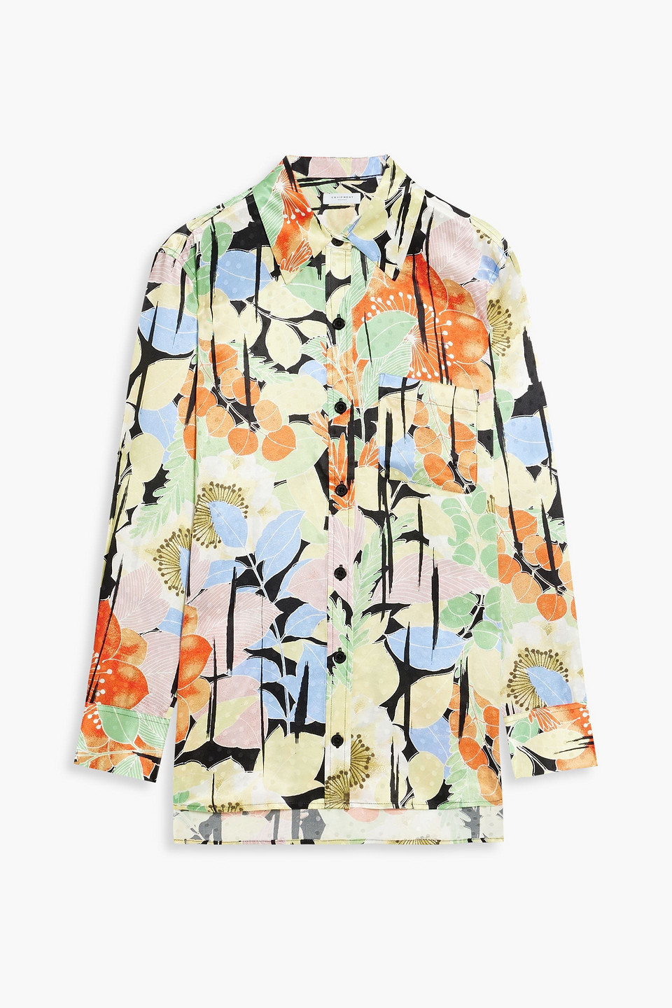 equipment - bradner floral-print silk-satin jacquard shirt - multicolor - xs