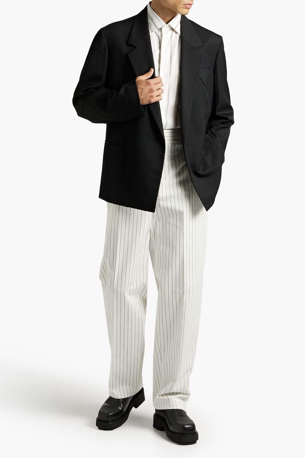 BOTTEGA VENETA Pinstriped stretch-cotton twill pants