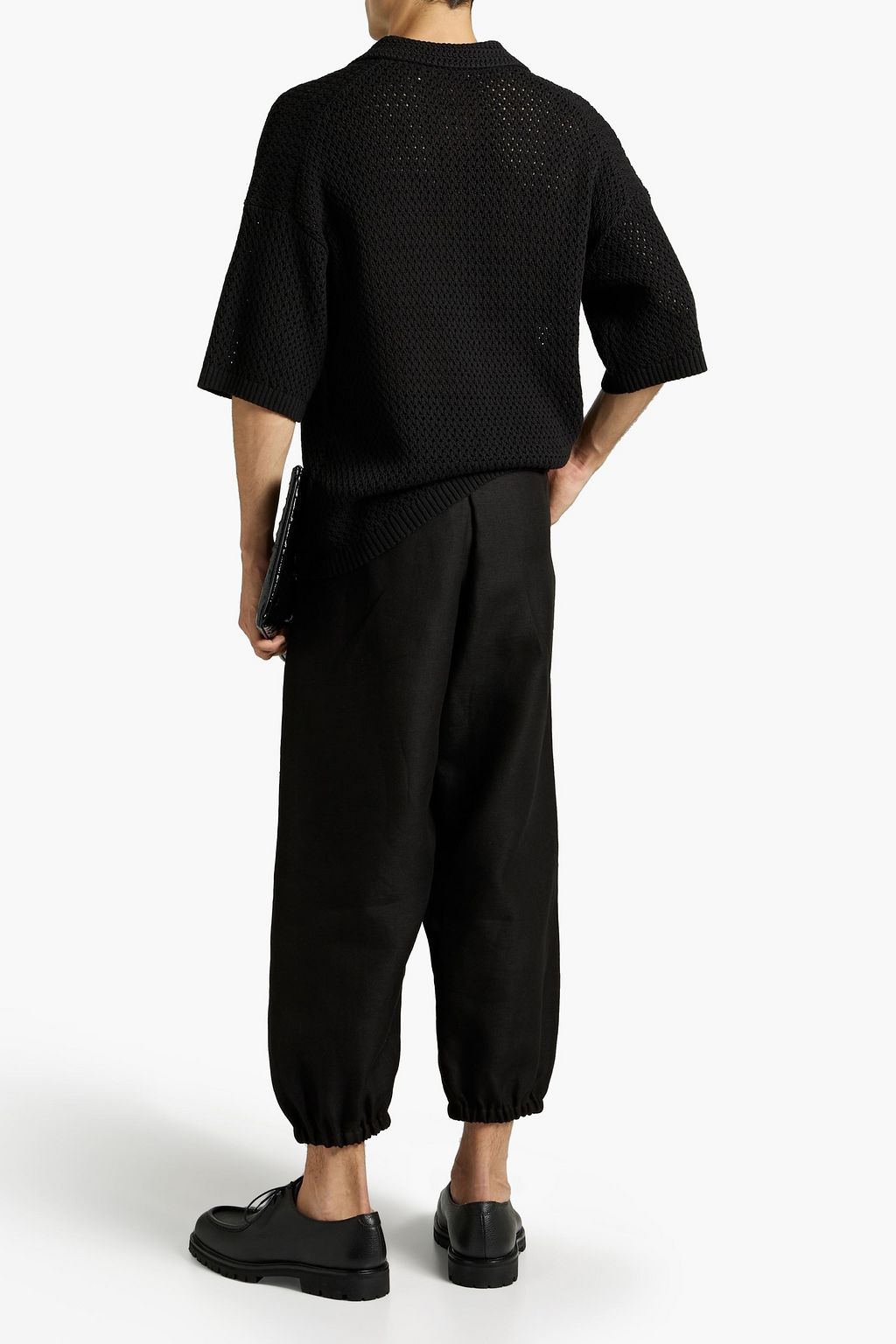 SAINT LAURENT Tapered linen and cotton-blend twill pants