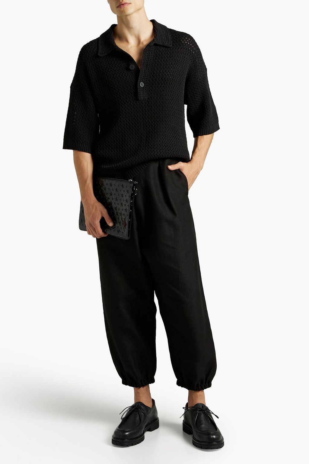 SAINT LAURENT Tapered linen and cotton-blend twill pants