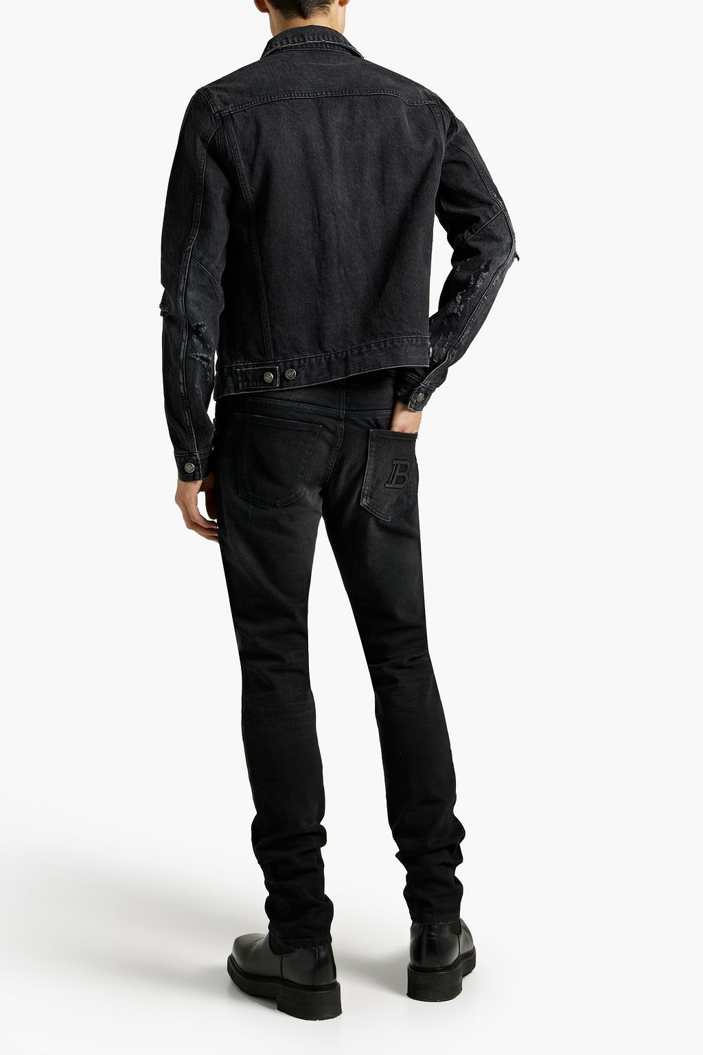 BALMAIN Distressed denim jacket