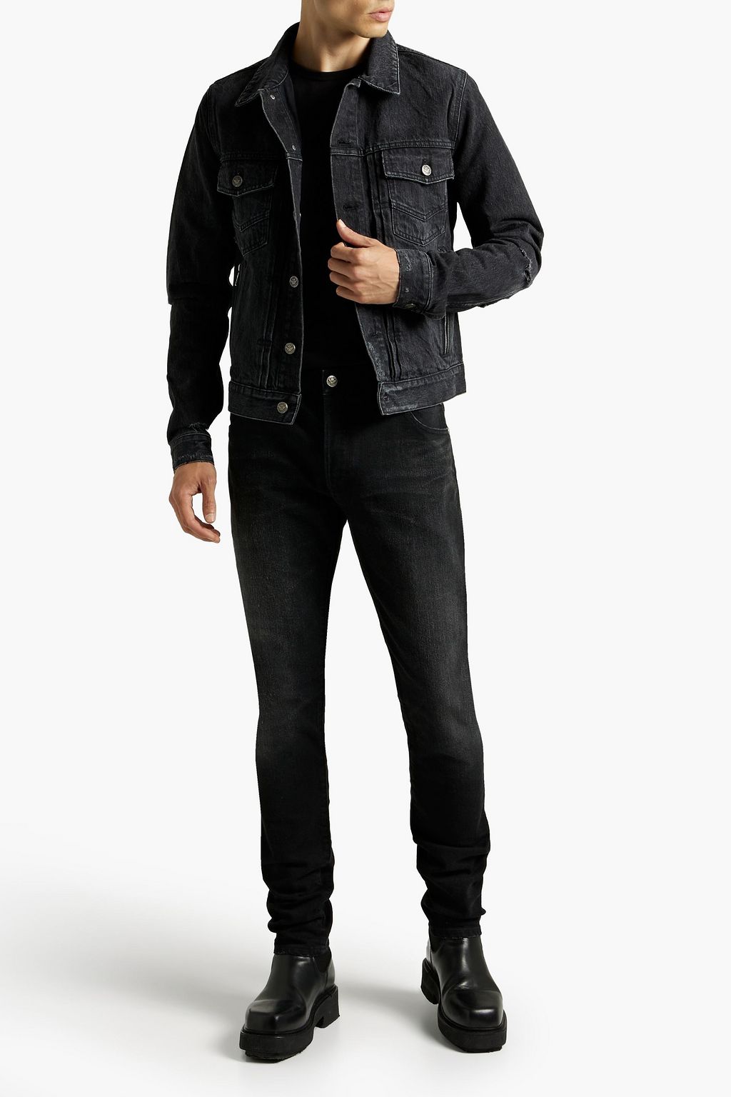 BALMAIN Distressed denim jacket
