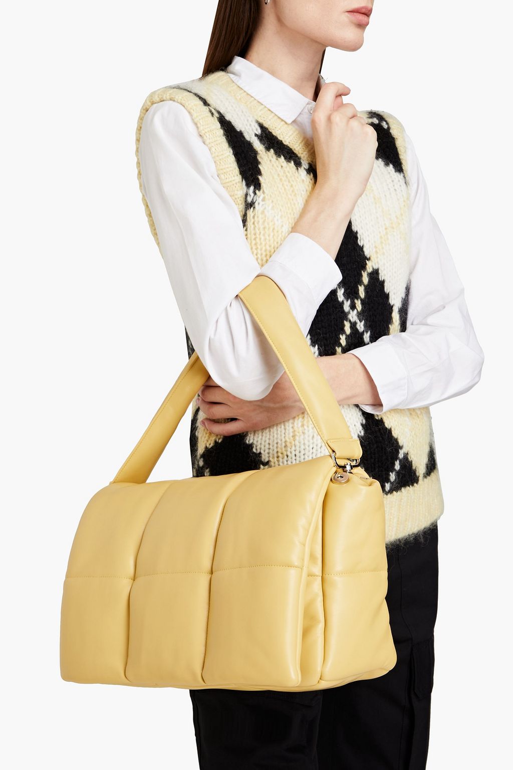 STAND STUDIO Wanda quilted faux leather clutch