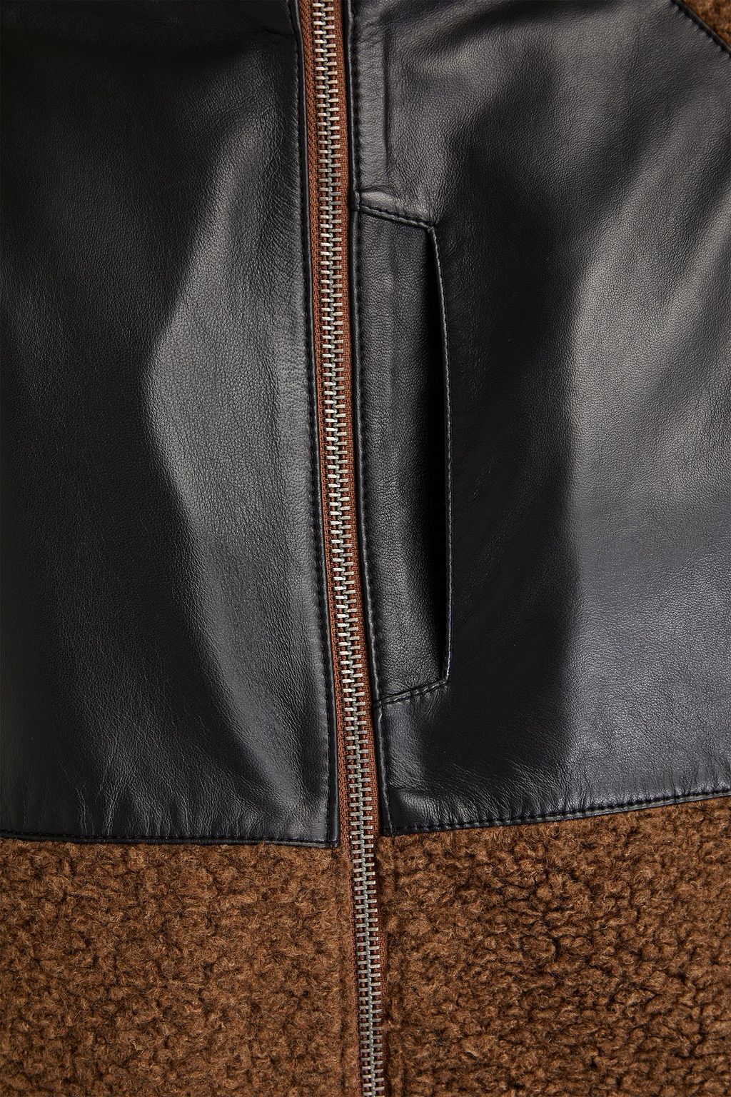 DEADWOOD Leather-trimmed fleece jacket