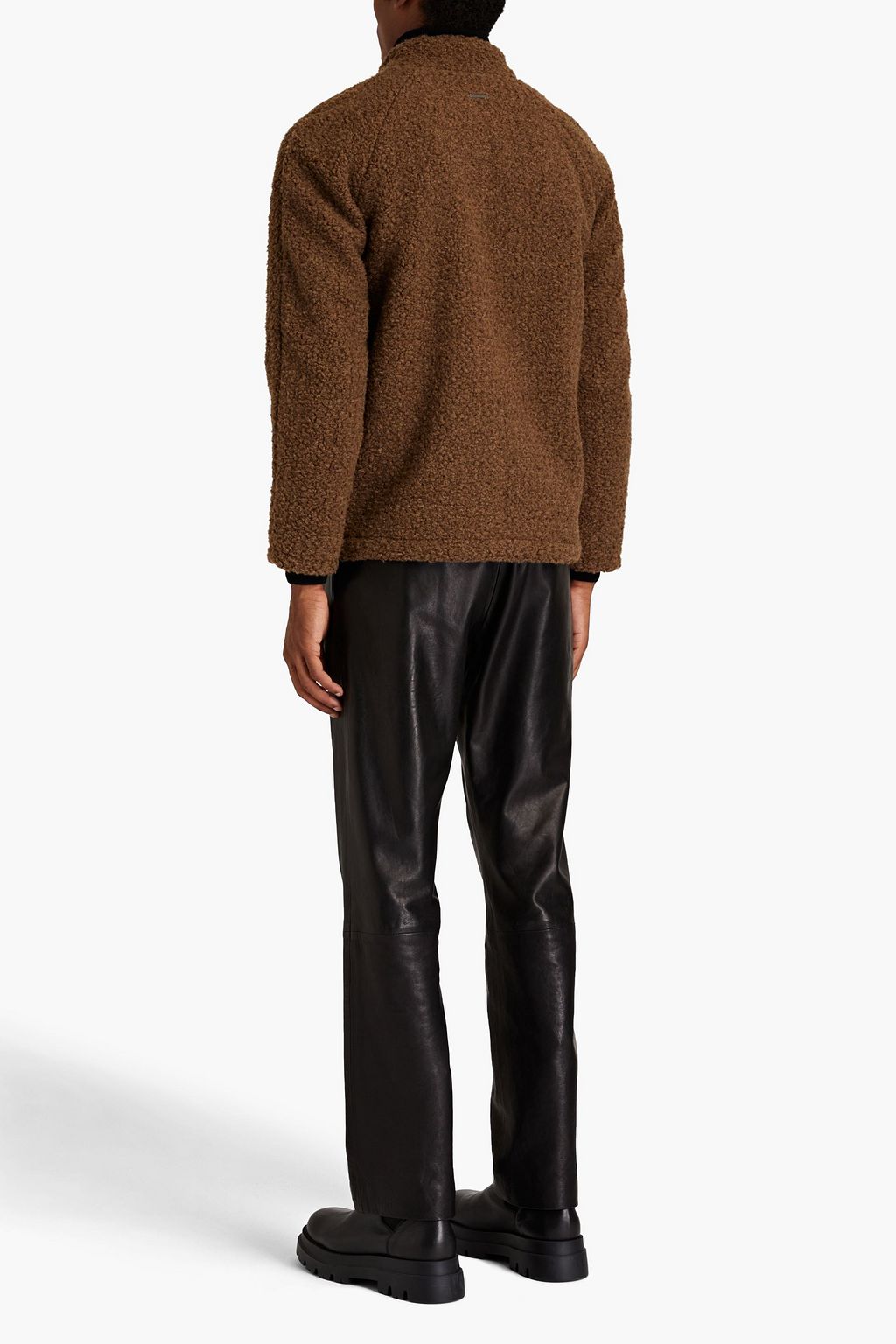 DEADWOOD Leather-trimmed fleece jacket