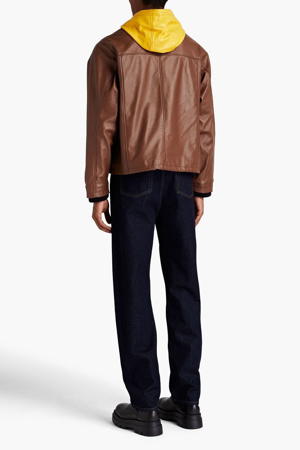 DEADWOOD Two-tone leather hooded jacket