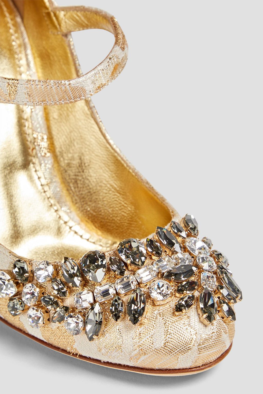 DOLCE&GABBANA Crystal-embellished metallic jacquard pumps