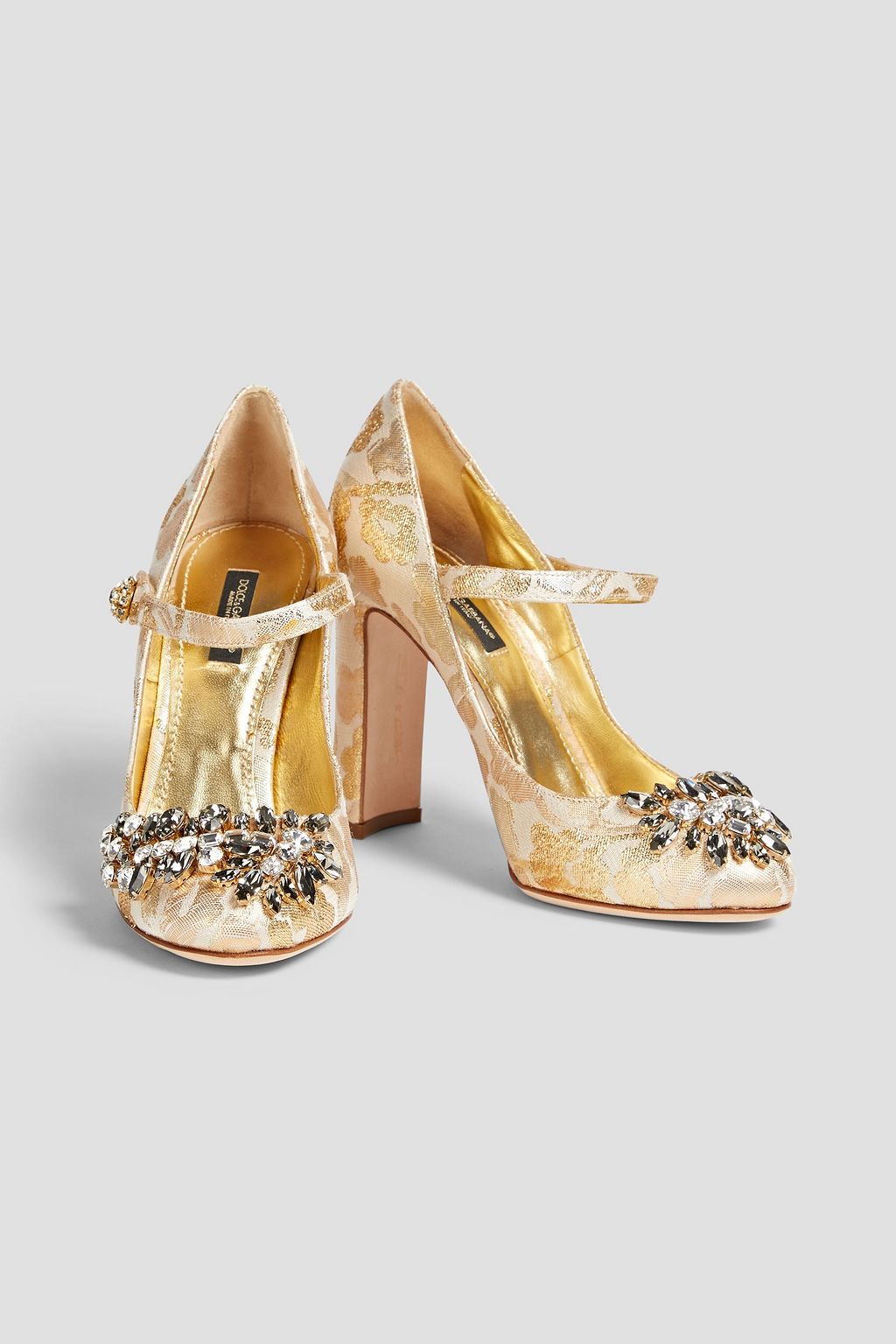 DOLCE&GABBANA Crystal-embellished metallic jacquard pumps