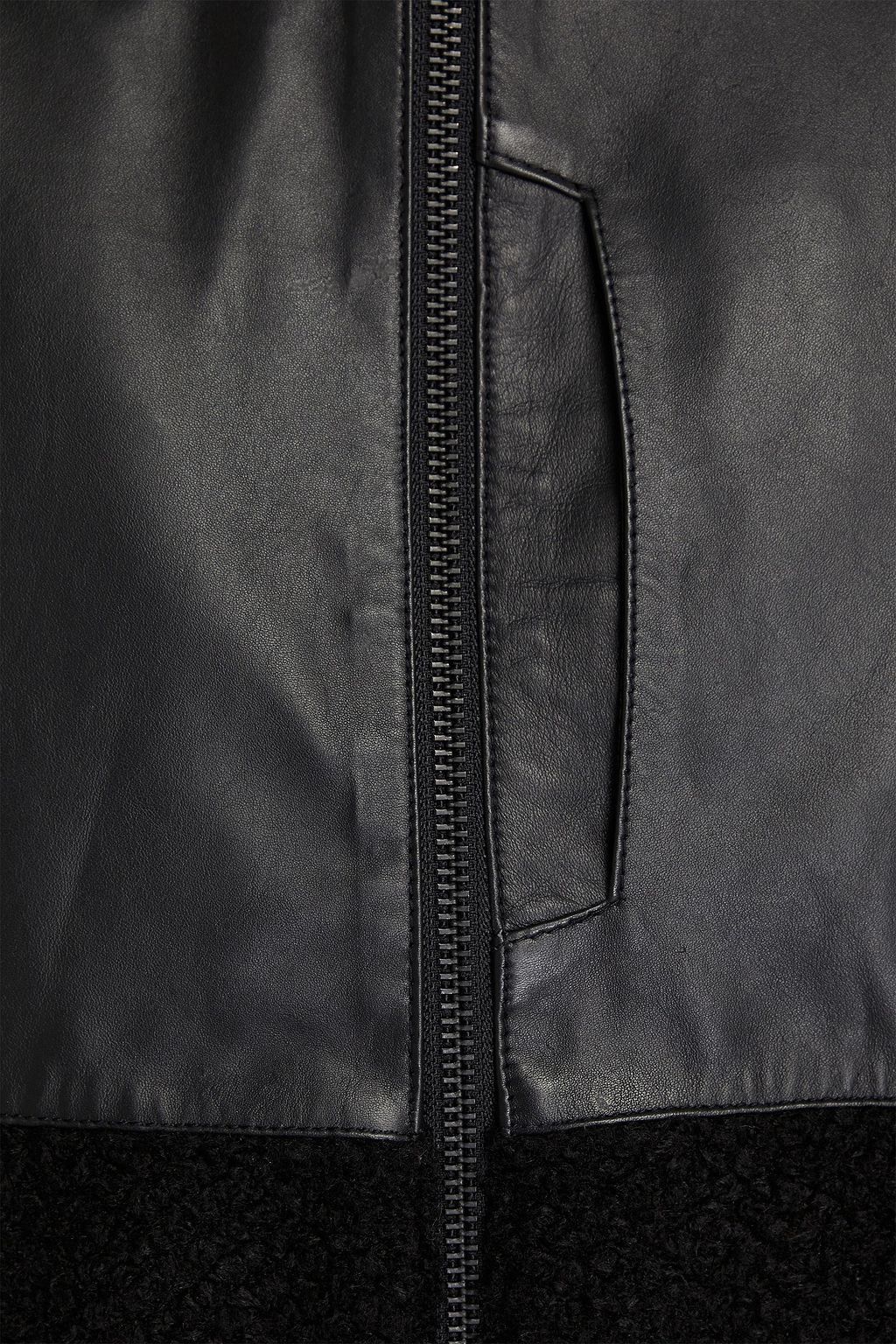 DEADWOOD Leather-trimmed fleece jacket