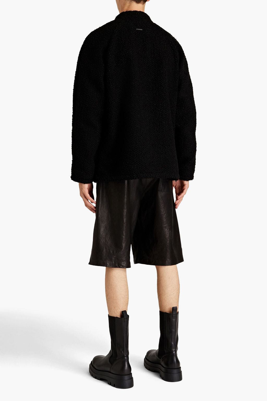 DEADWOOD Leather-trimmed fleece jacket