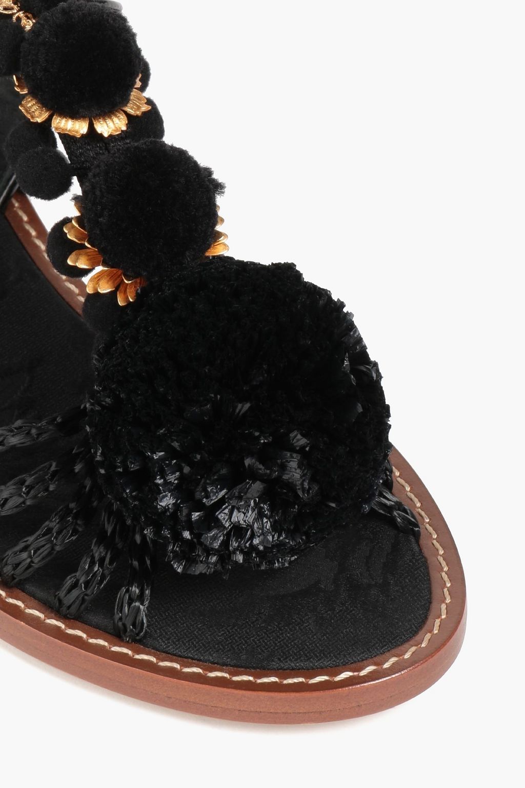DOLCE & GABBANA Embellished raffia and jacquard sandals