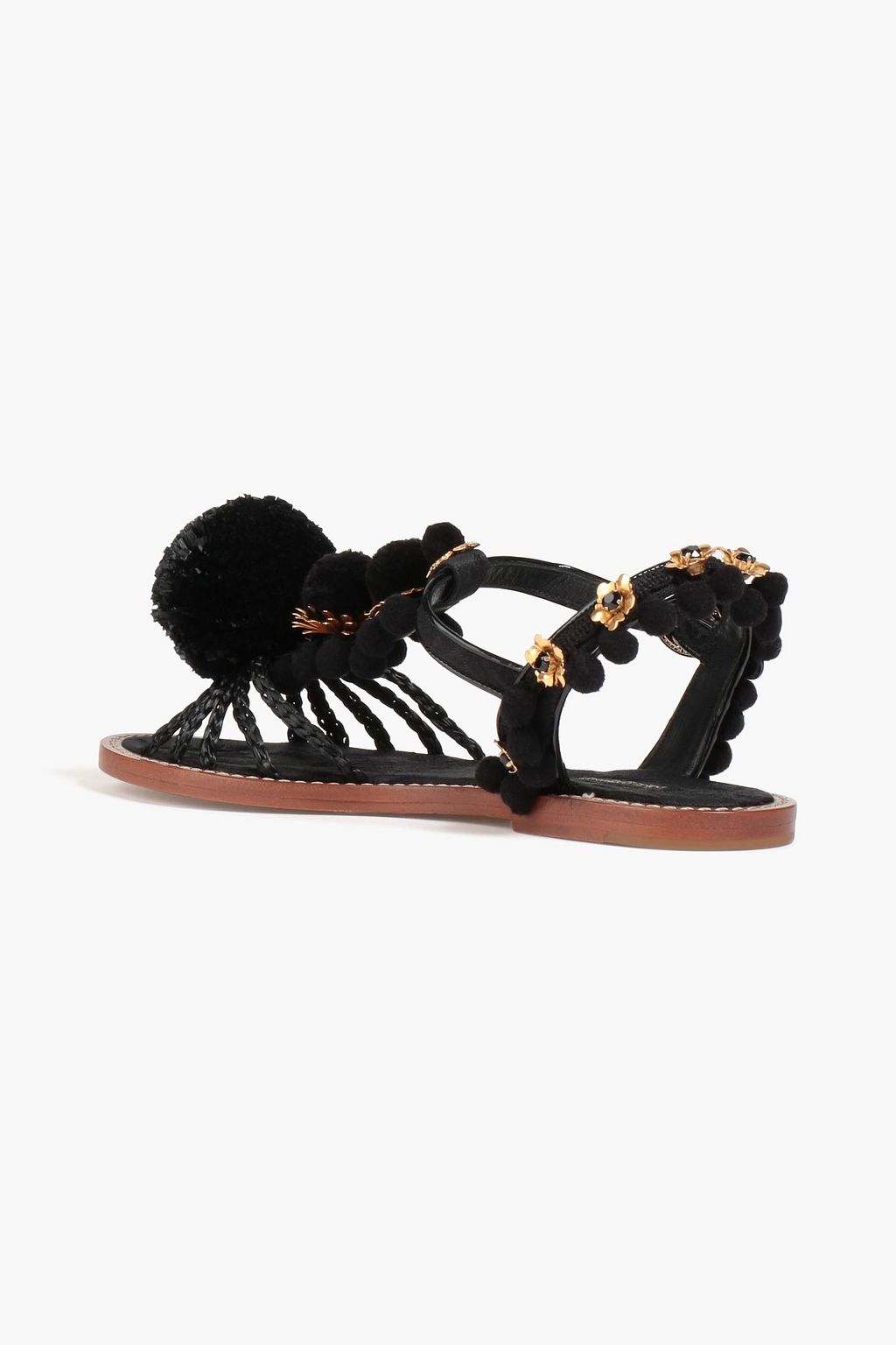 DOLCE & GABBANA Embellished raffia and jacquard sandals