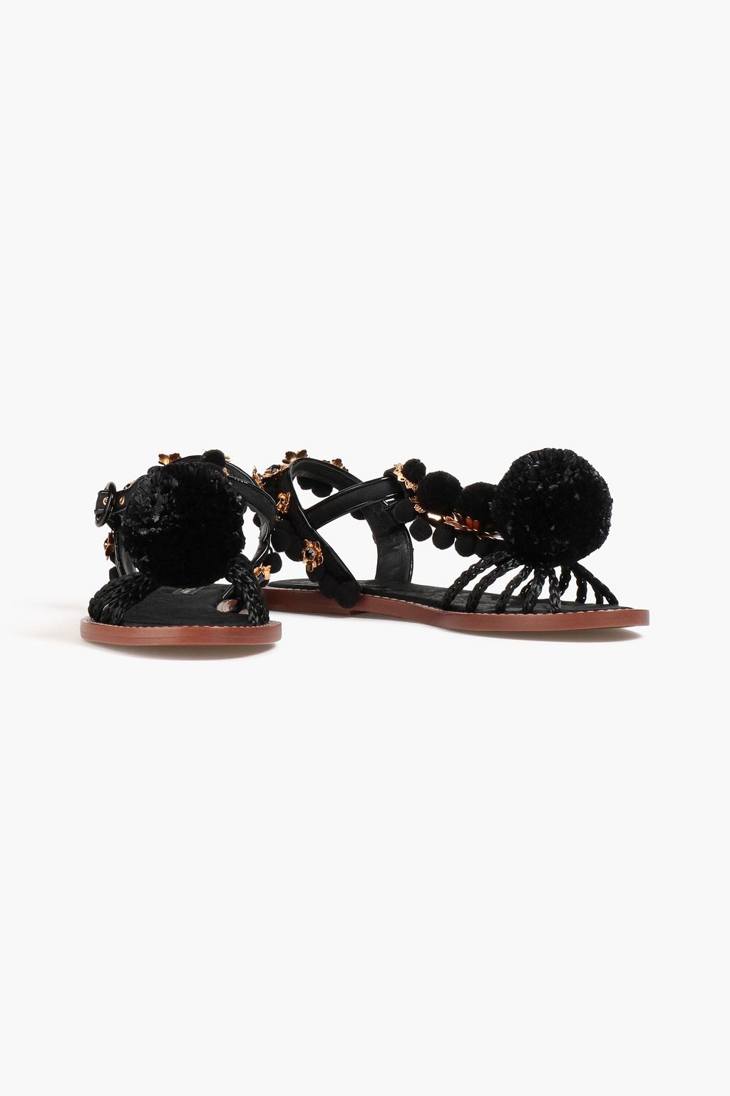 DOLCE & GABBANA Embellished raffia and jacquard sandals