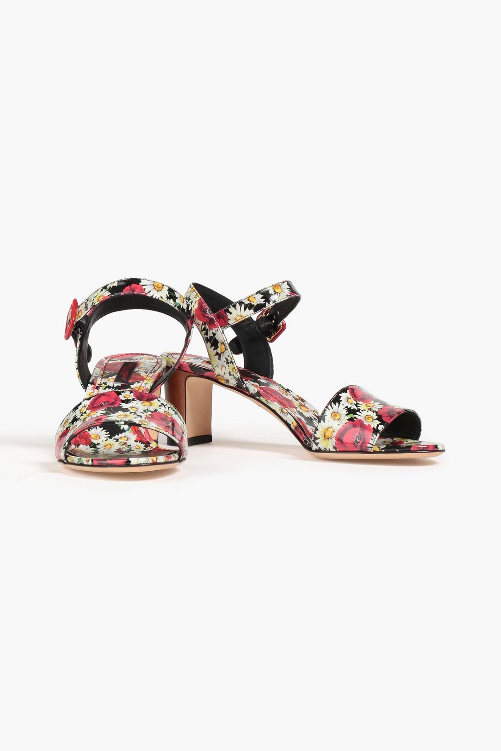 DOLCE & GABBANA Sandalen aus Lackleder mit floralem Print