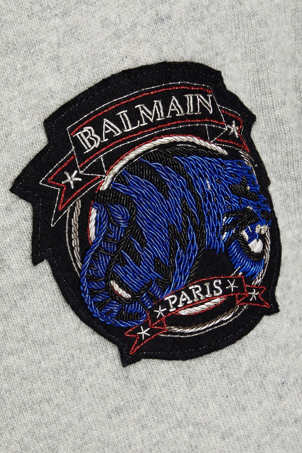BALMAIN Appliquéd mélange cashmere and wool-blend cardigan