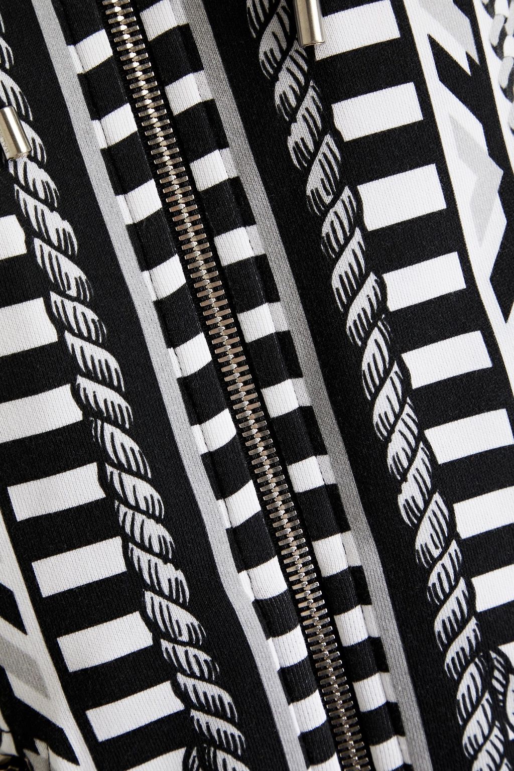 BALMAIN Hoodie aus Baumwollfrottee mit Print und Reißverschluss