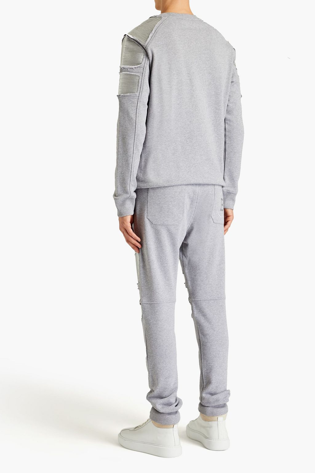 BALMAIN Sweatshirt aus Baumwollfrottee mit Einsätzen aus geripptem Jersey