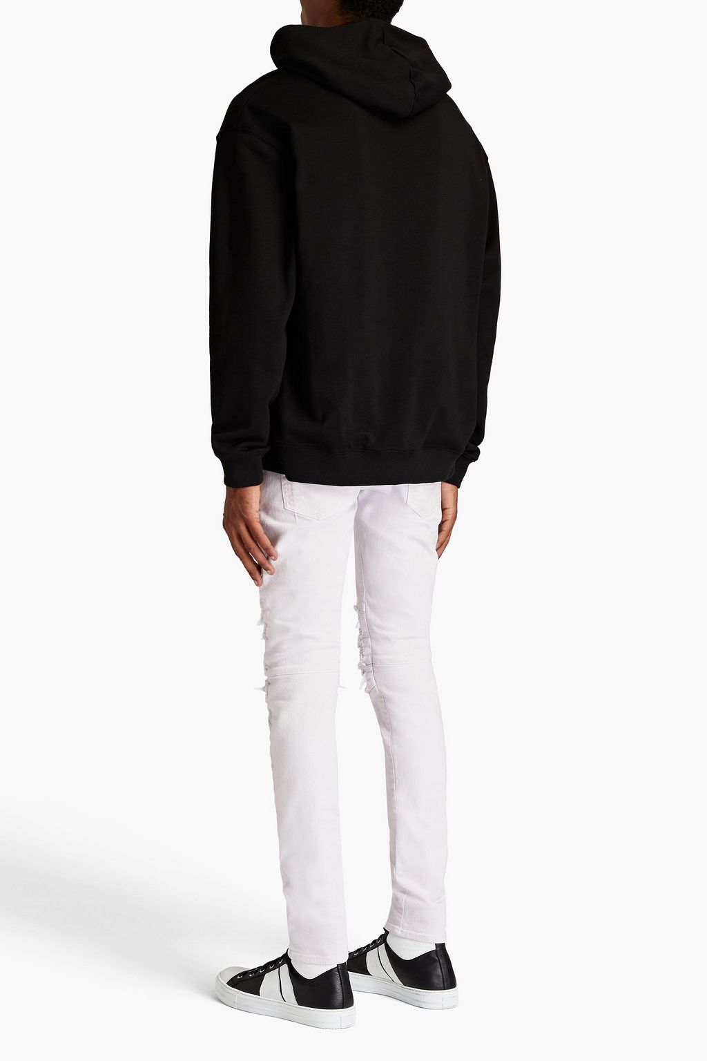 BALMAIN Skinny-fit distressed ribbed denim jeans