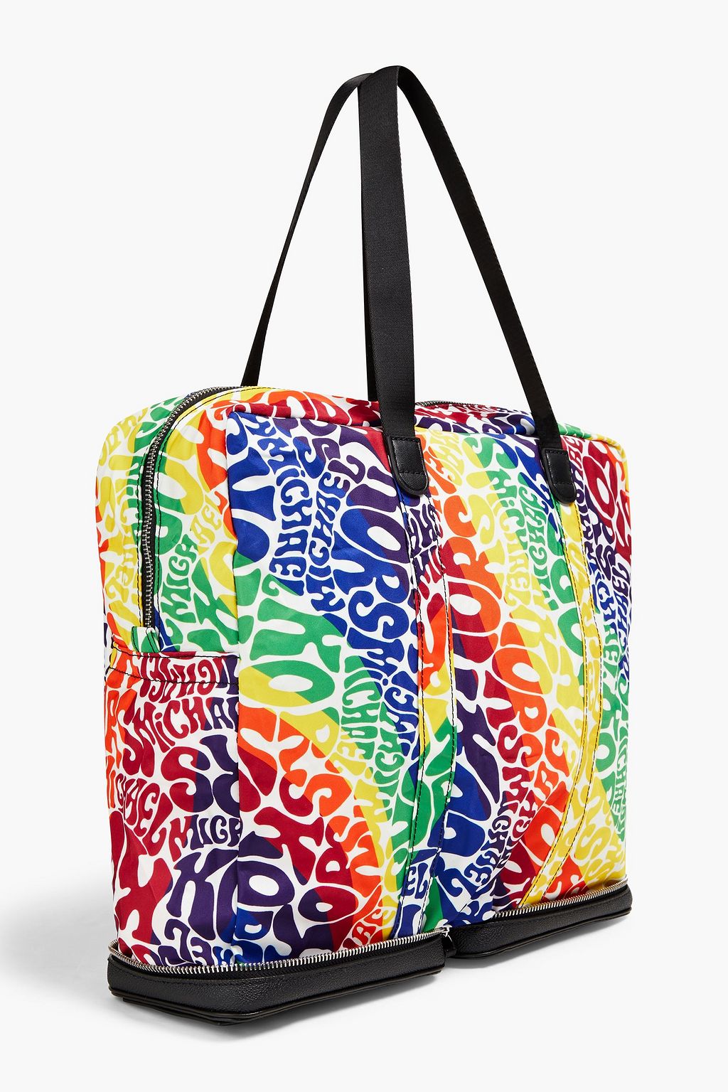 MICHAEL KORS Logo-print faux textured-leather paneled twill tote