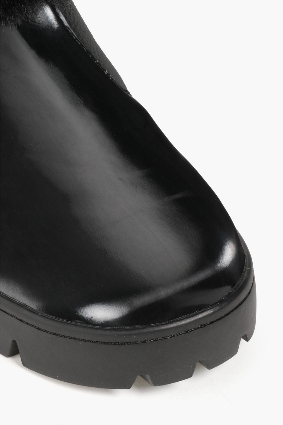 AUSTRALIA LUXE COLLECTIVE CRESCENT FAUX FUR AND LEATHER ANKLE BOOTS 3074457345632954657