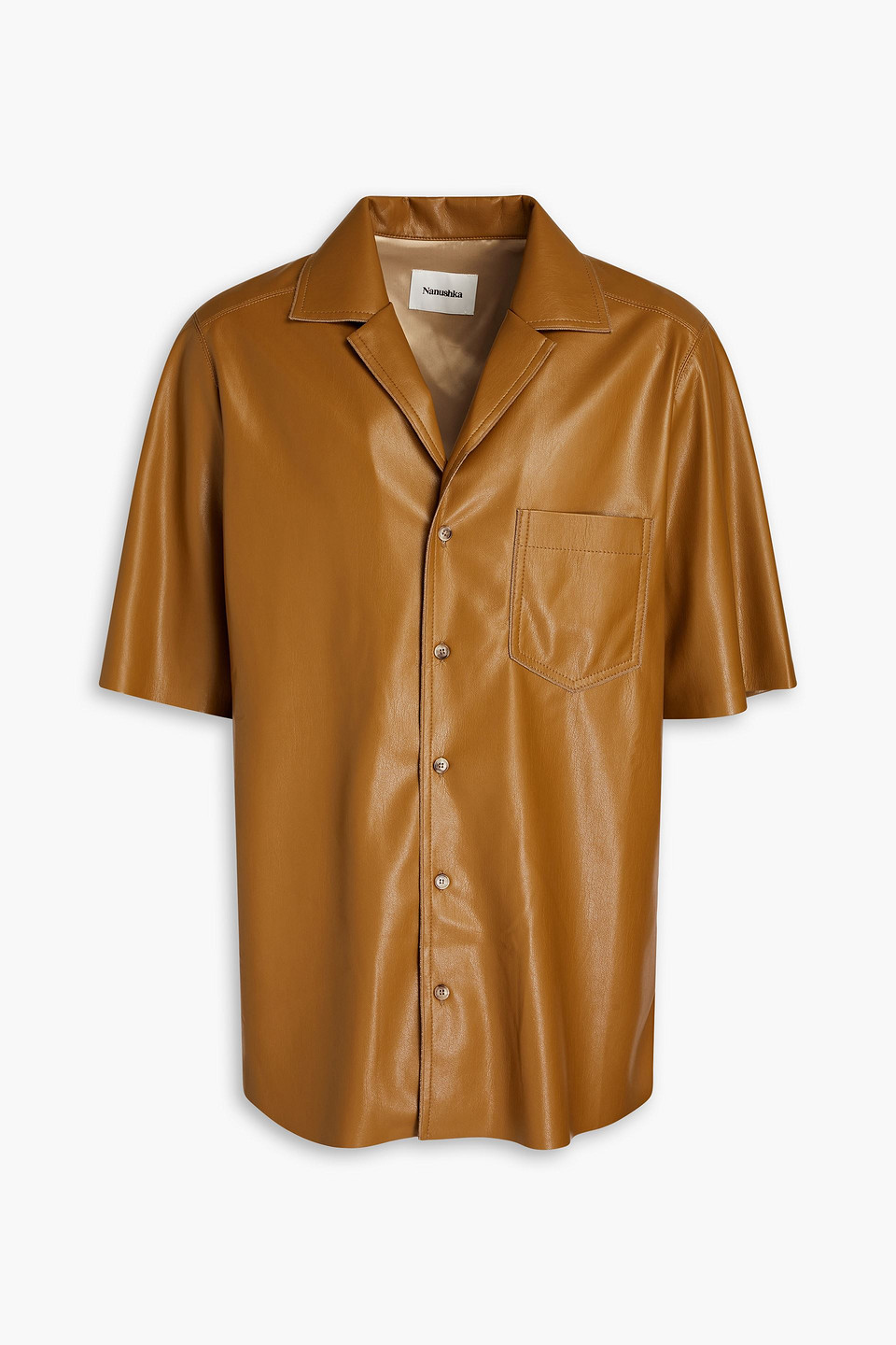 Nanushka Osmo Vegan Leather Shirt In Brown