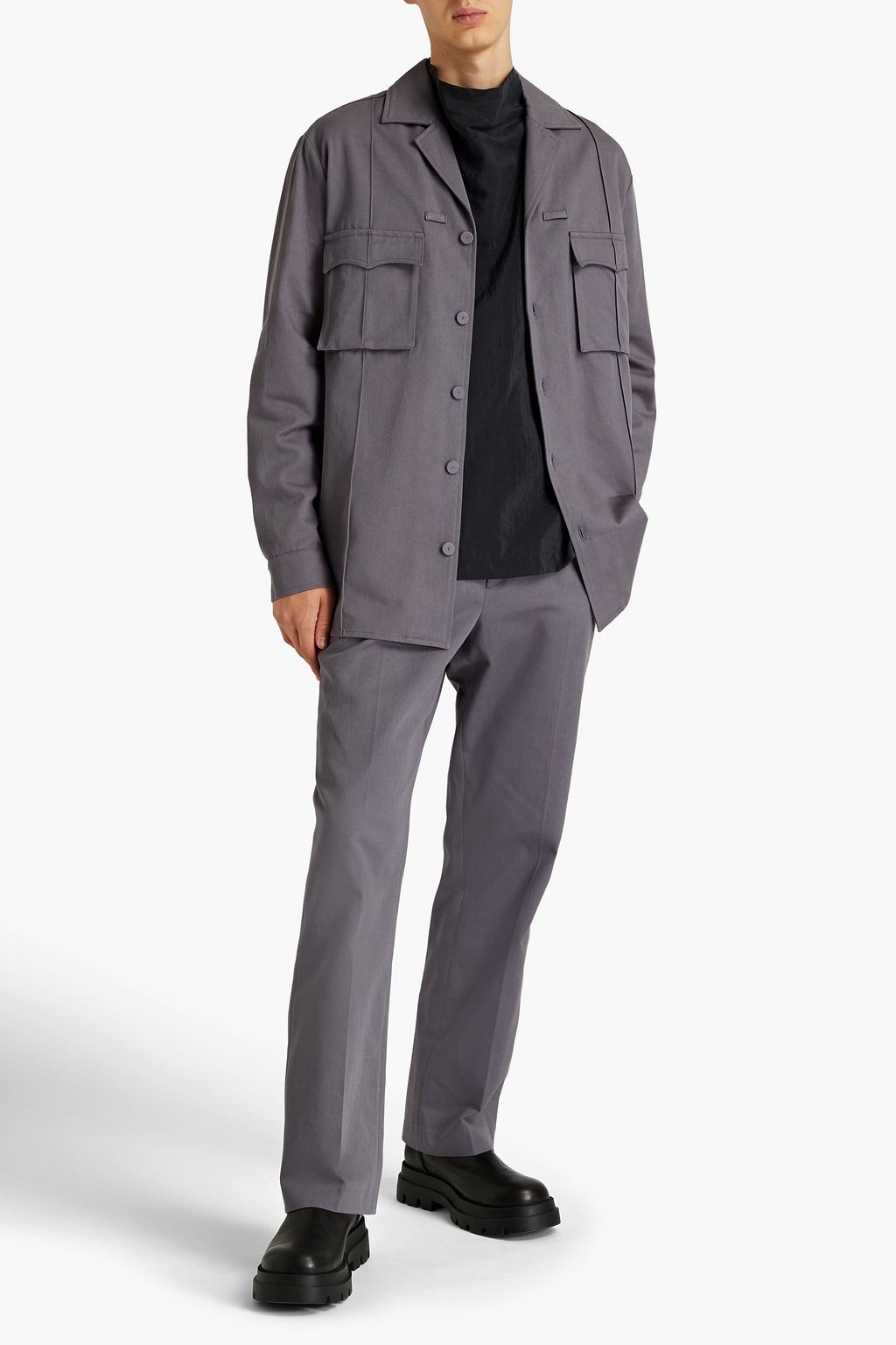 NANUSHKA Pintucked cotton-twill shirt