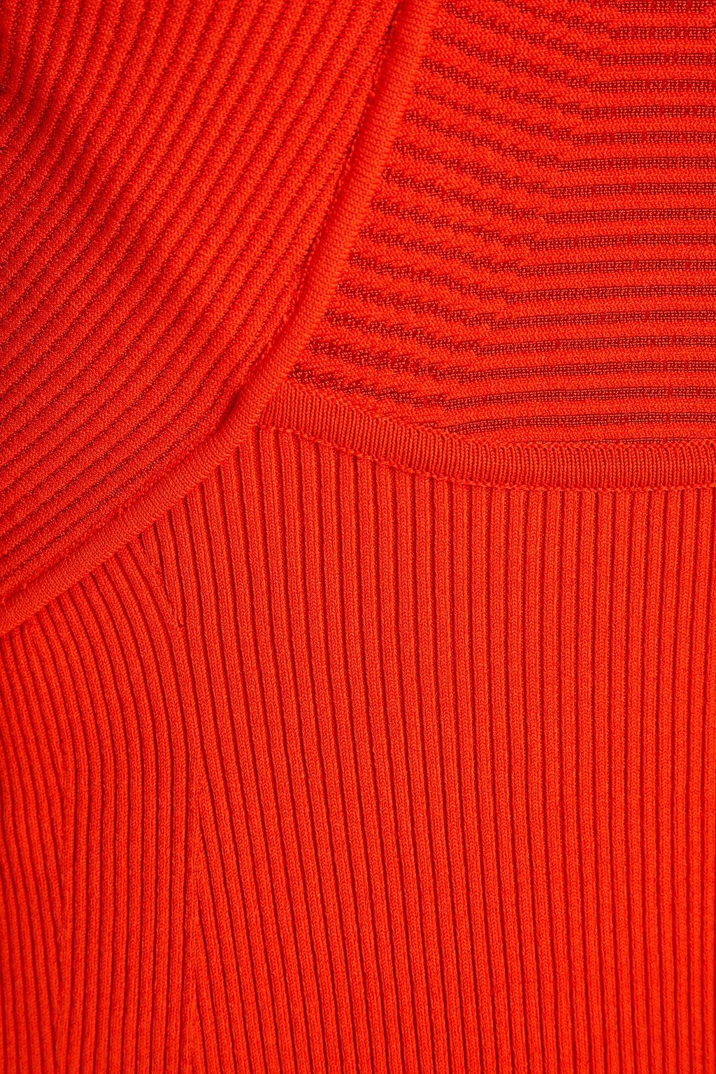 MCQUEEN Fluted ribbed-knit halterneck mini dress