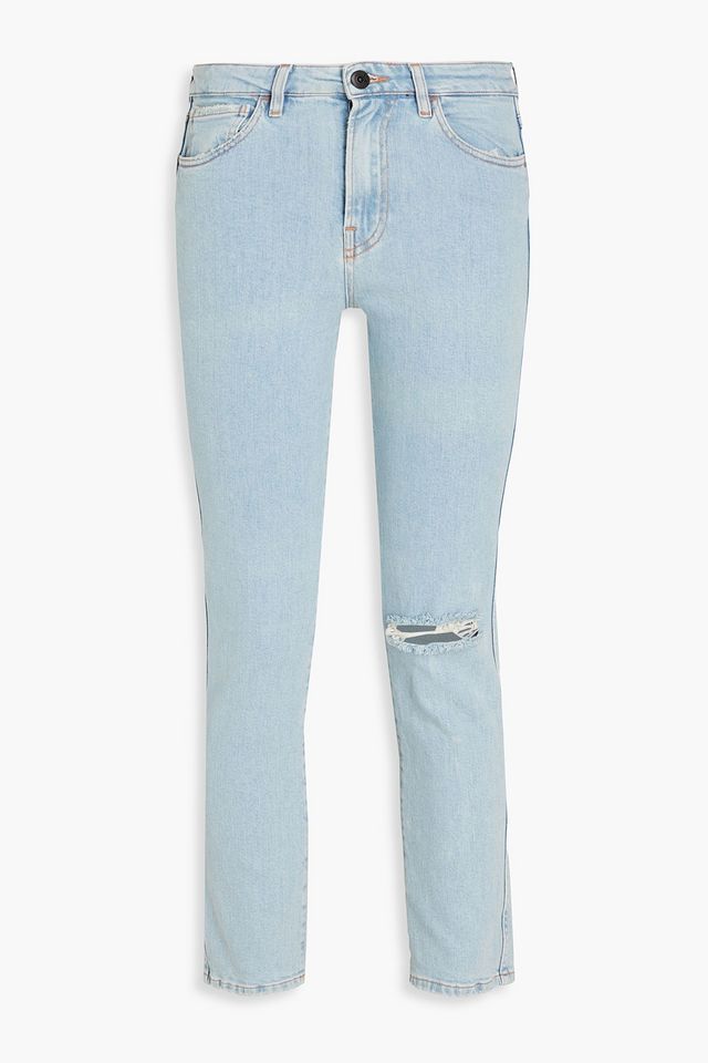 Straight Authentic cropped bleached high-rise skinny jeans