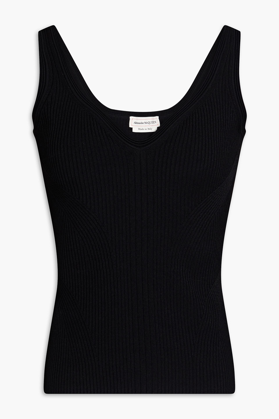 Alexander Mcqueen Ribbed-knit Tank In Black