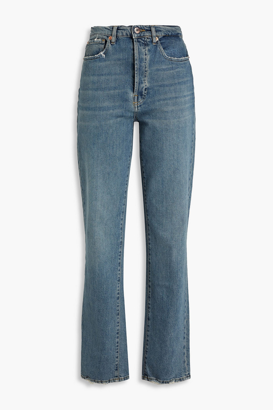 3x1 90s Abbi Distressed High-rise Straight-leg Jeans In Blue