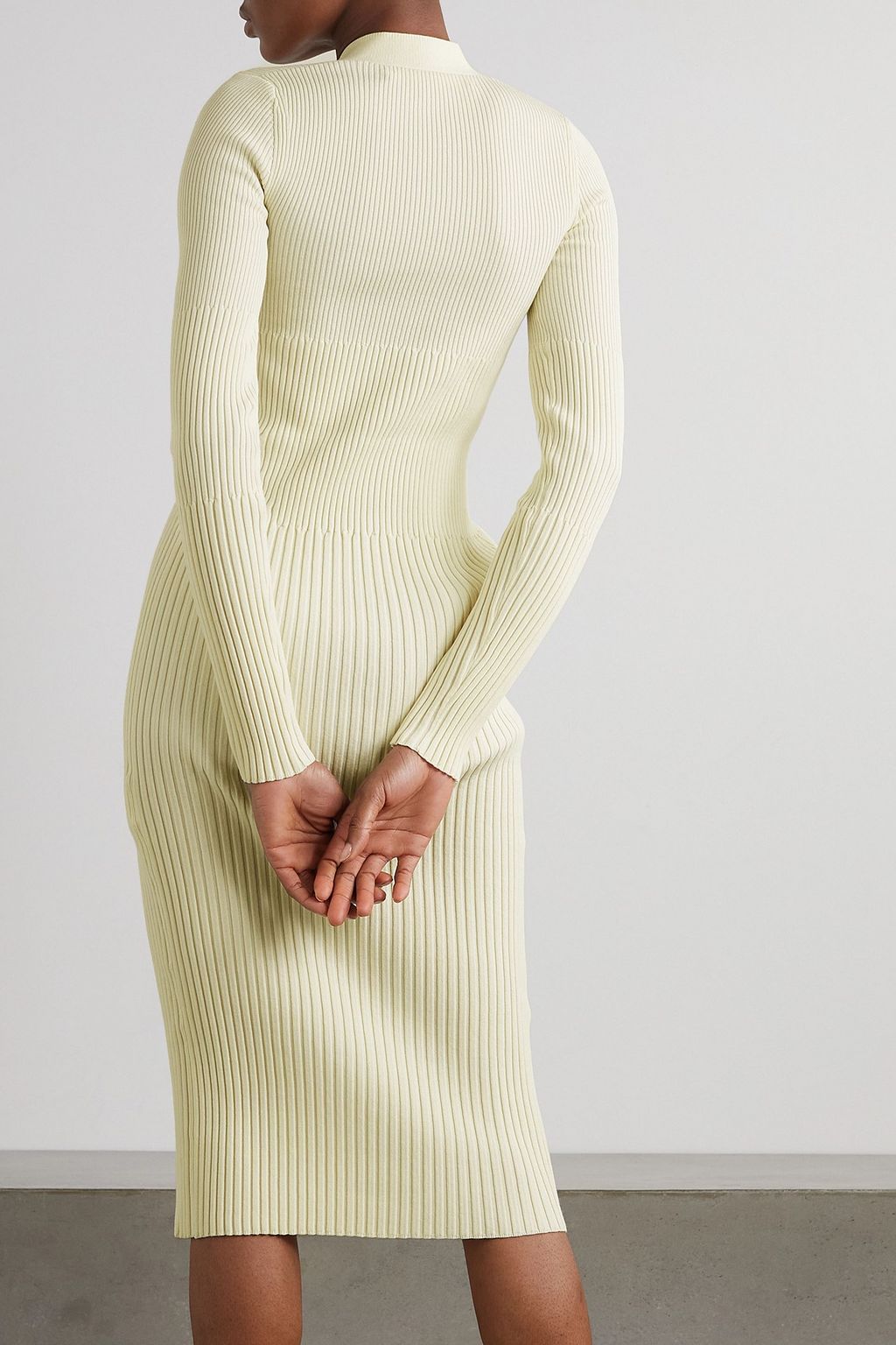 DION LEE فستان متوسط الطول Gradient من مزيج من القطن المضلّع