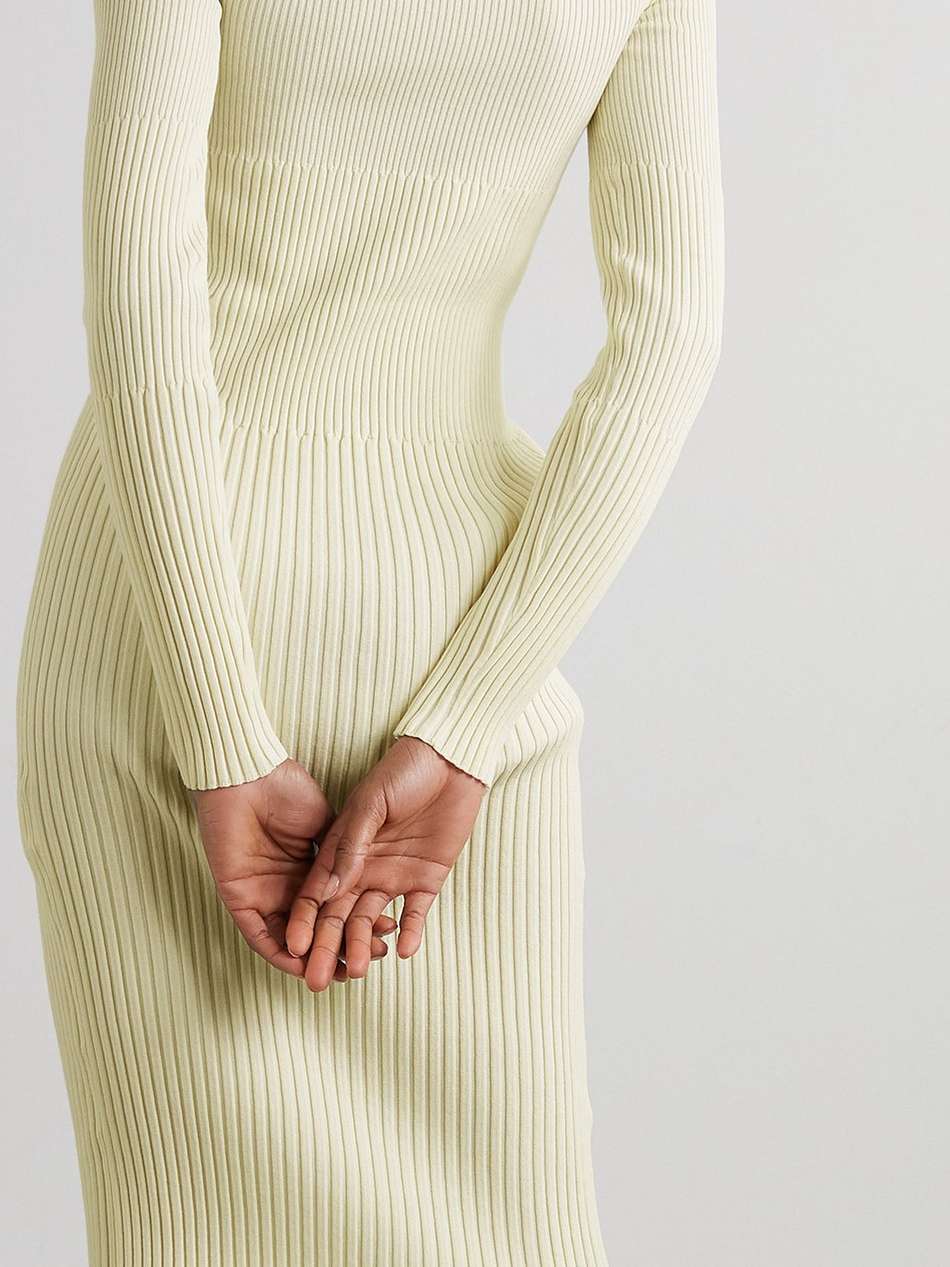 gradient ribbed cotton-blend midi dress